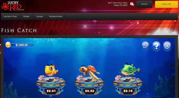 A screenshot of a fish game at Lucky Red, among the best fish games sites.
